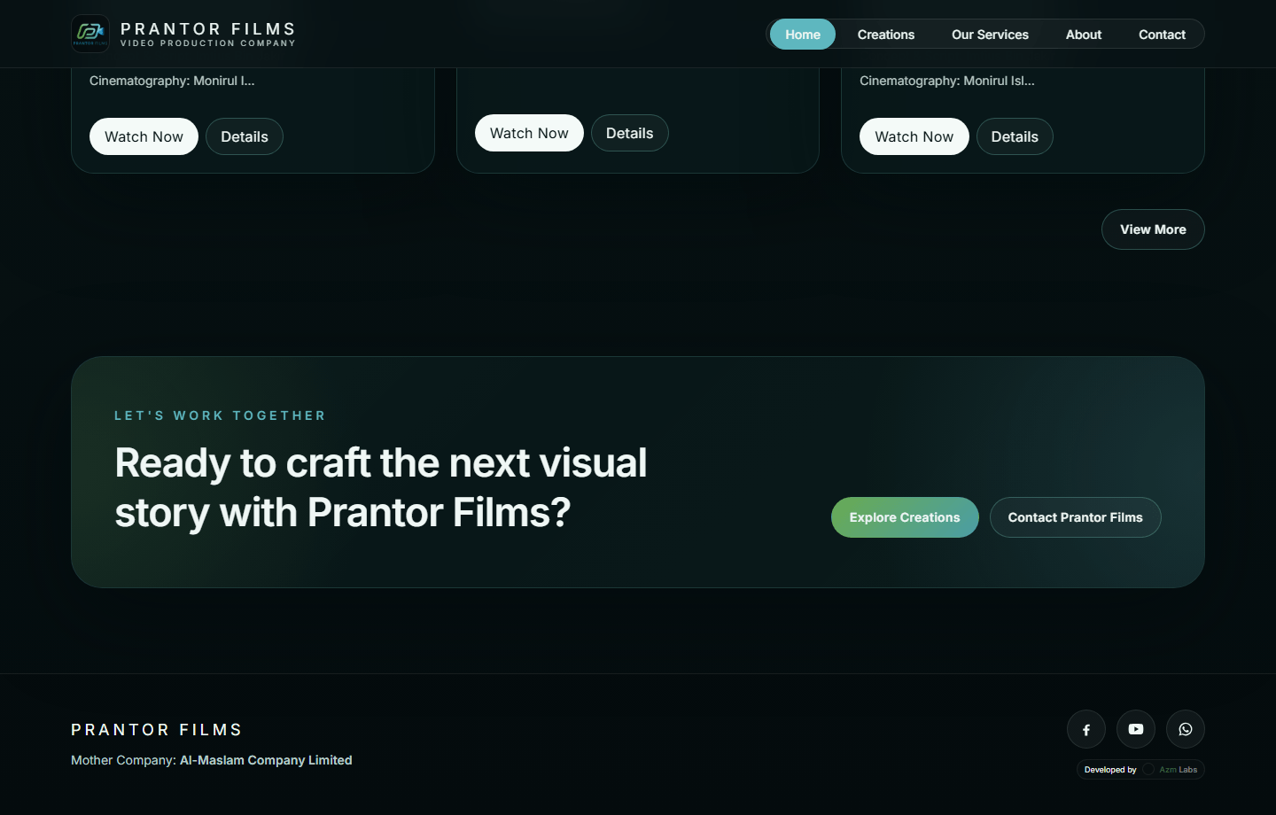 Prantor Films original desktop project view