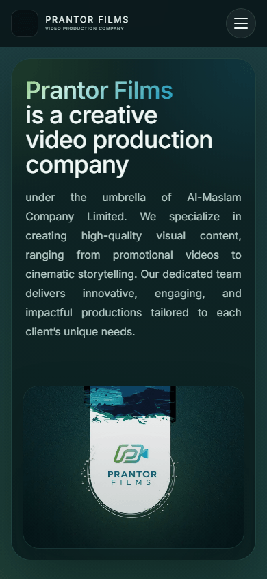 Prantor Films original mobile homepage