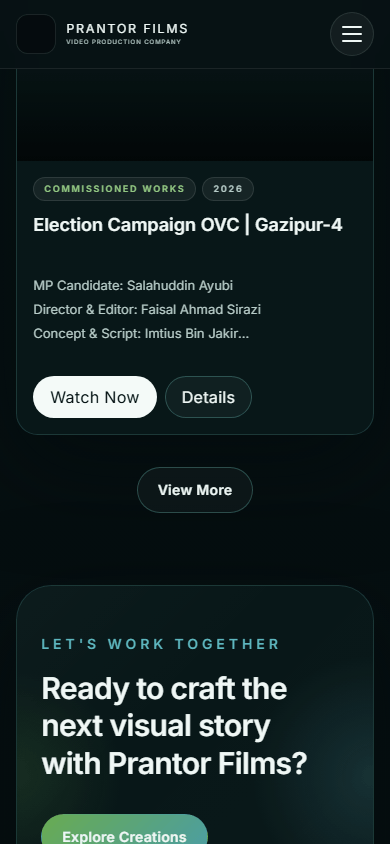 Prantor Films original mobile project screen