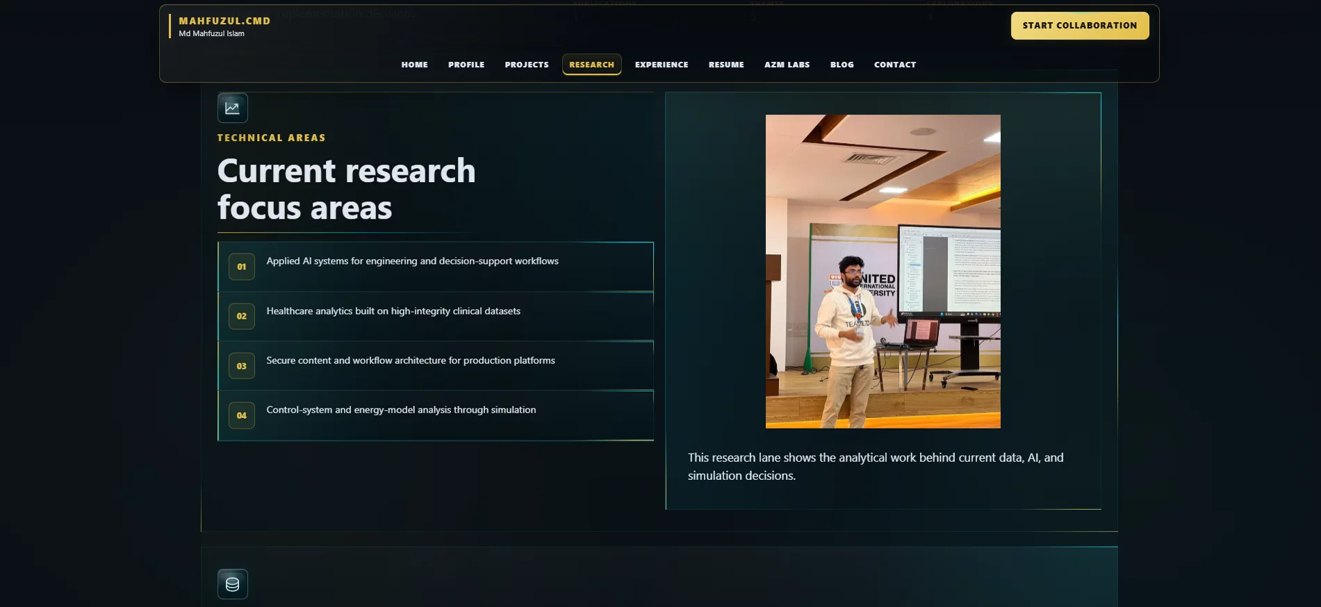 CEO AZM Labs Portfolio responsive screen 6