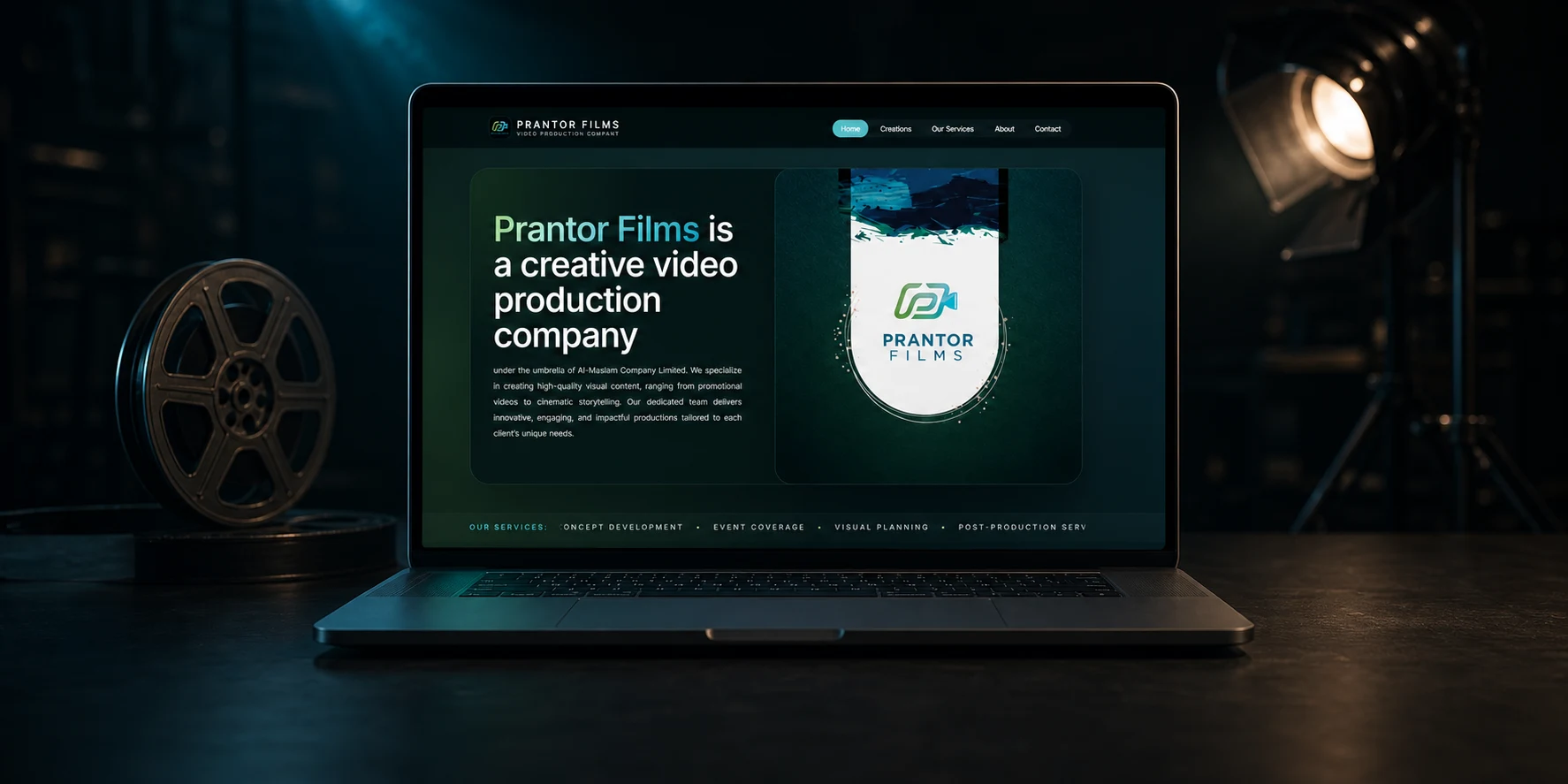 Prantor Films website across laptop and tablet screens